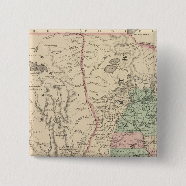 Minnesota and Dakotah 2 Inch Square Button (Front)
