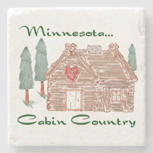 Minnesota Cabin Country Stone Coaster