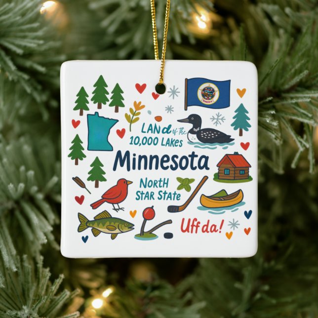Minnesota Custom Family Trip Christmas Ceramic Ornament (Tree)