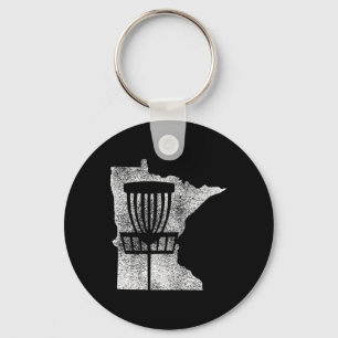 Minnesota Disc Golf State With Basket Distressed G Keychain
