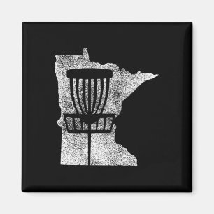 Minnesota Disc Golf State With Basket Distressed G Magnet