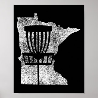 Minnesota Disc Golf State With Basket Distressed G Poster