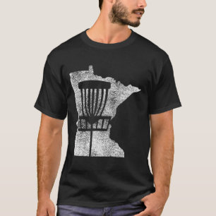 Minnesota Disc Golf State With Basket Distressed G T-Shirt