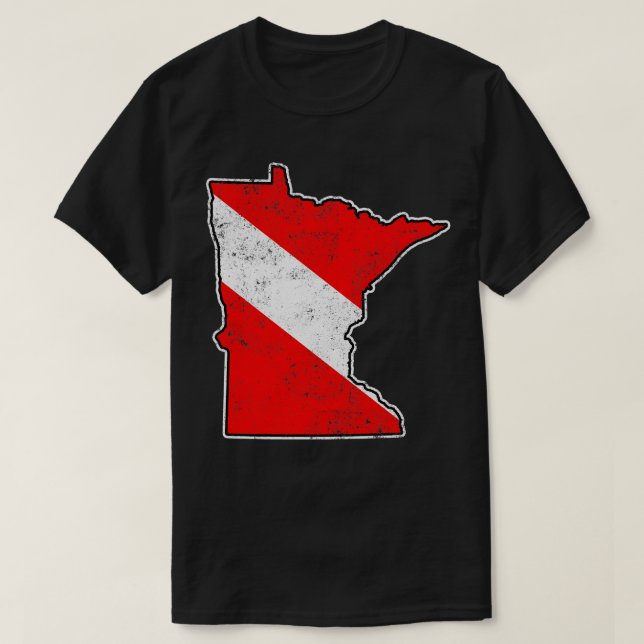 Minnesota Dive Flag Scuba Diving State Map Dive Fl T-Shirt (Design Front)