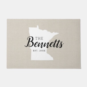Minnesota Family Monogram State Doormat