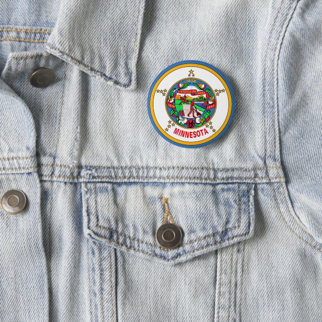 Minnesota flag 2 inch round button (In Situ)