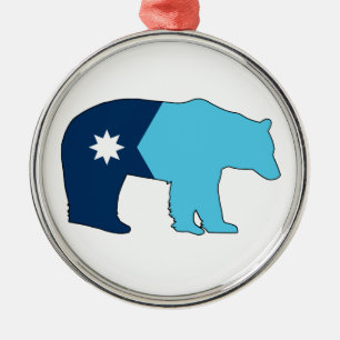 Minnesota Flag Bear Metal Ornament
