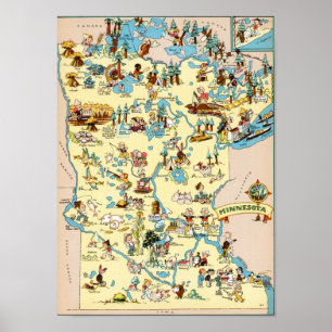 Minnesota Funny Vintage Map Poster