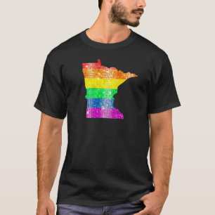Minnesota Gay State Pride Rainbow Flag Map Gay Les T-Shirt