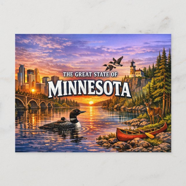 Minnesota Greetings Postcard  (Front)