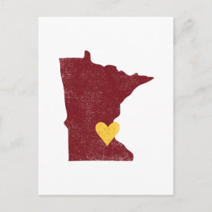 Minnesota Heart postcard (maroon) - Customizable!