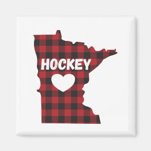 Minnesota Hockey Buffalo Plaid Magnet