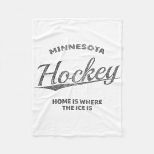 Minnesota Hockey, Home Is Where The Ice Is, Retro- Fleece Blanket