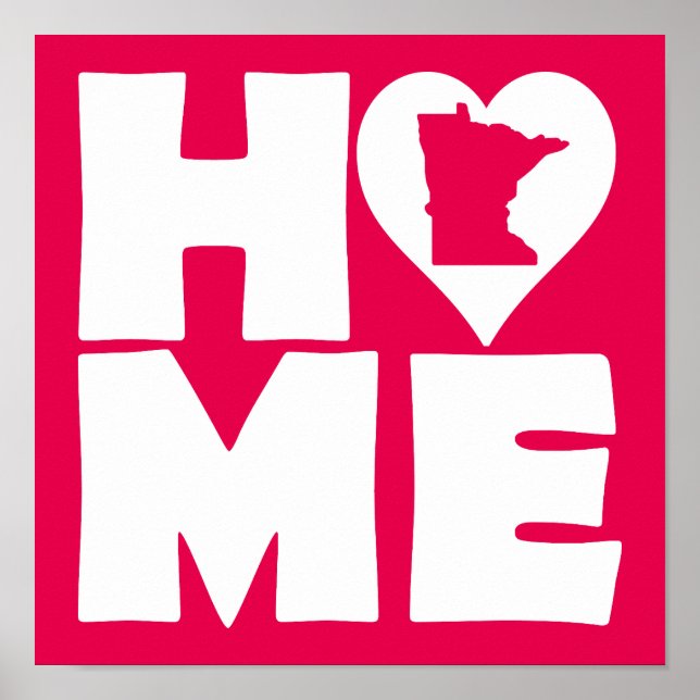Minnesota Home Heart State Poster Sign (Front)