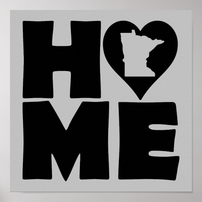 Minnesota Home Heart State Poster Sign (Front)