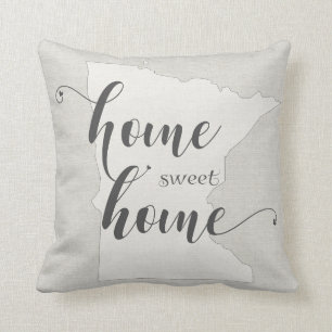 Minnesota - Home Sweet Home burlap-look Throw Pillow
