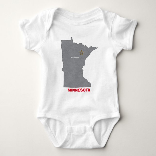 MINNESOTA Home Town Personalized Map Baby Bodysuit (Front)