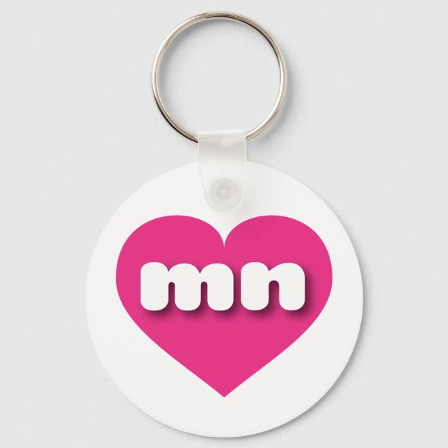 Minnesota hot pink heart - I love mn Keychain (Front)
