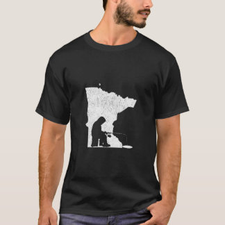 Minnesota Ice Fishing State Map T-Shirt