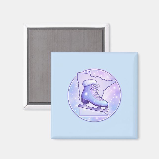 Minnesota Ice Skating Blue & Purple Magnet (Front/Back)