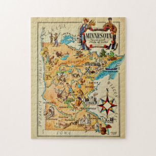 Minnesota Illustrated 11x14 Map Jigsaw Puzzle