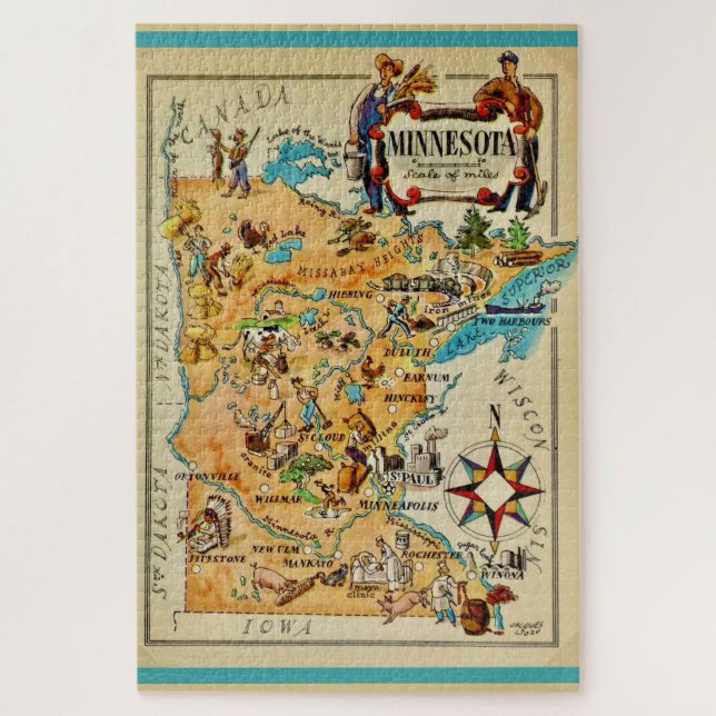 Minnesota Illustrated 20x30 Map  Jigsaw Puzzle (Vertical)