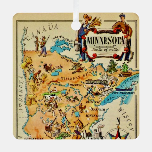 Minnesota Illustrated Map  Metal Ornament (Front)