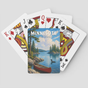 Minnesota Illustration Travel Art Vintage Playing Cards