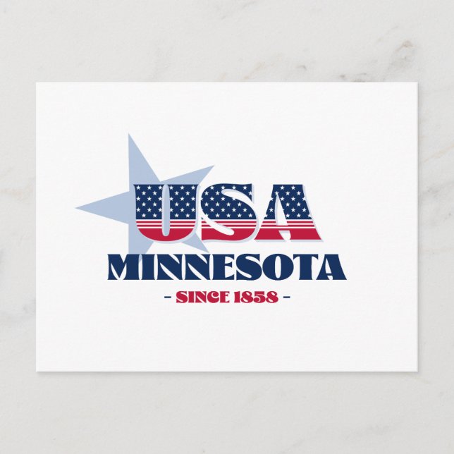 Minnesota in Red, White, and Blue Postcard (Front)