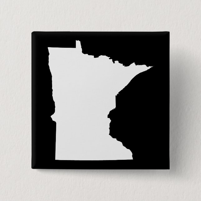 Minnesota in White and Black 2 Inch Square Button (Front)