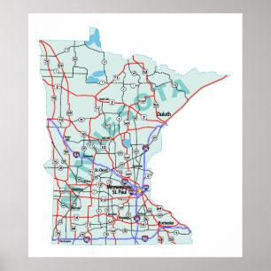 Minnesota Interstate Map Print