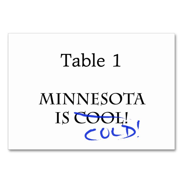 Minnesota is Cool Table Number (Front)