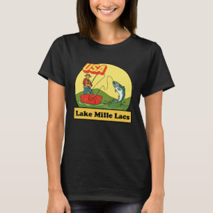 Minnesota Lake Mille Lacs  USA Retro Fishing T-Shirt