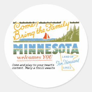 Minnesota - Land of Ten Thousand Lakes Classic Round Sticker