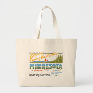 Minnesota - Land of Ten Thousand Lakes Large Tote Bag