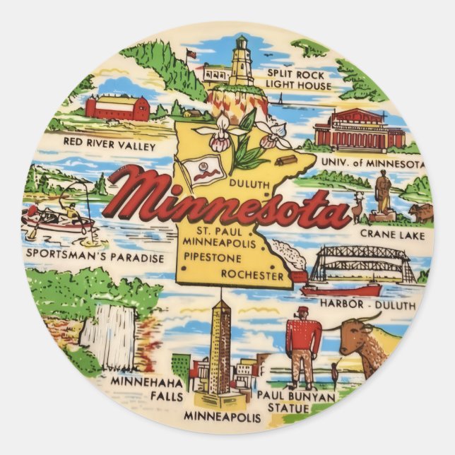 Minnesota Landmarks  Classic Round Sticker (Front)