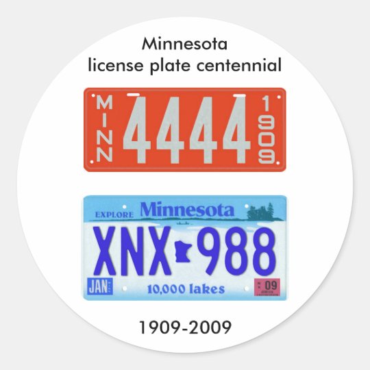Minnesota license plate centennial classic round sticker