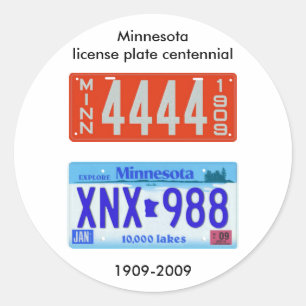 Minnesota license plate centennial classic round sticker