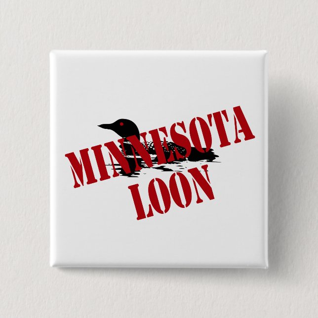 Minnesota Loon 2 Inch Square Button (Front)