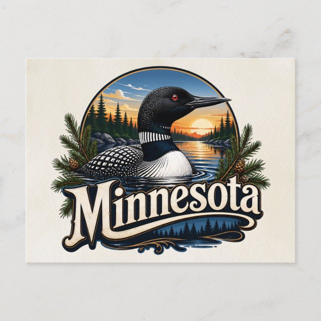 Minnesota Loon State Bird Art Postcard (Front)