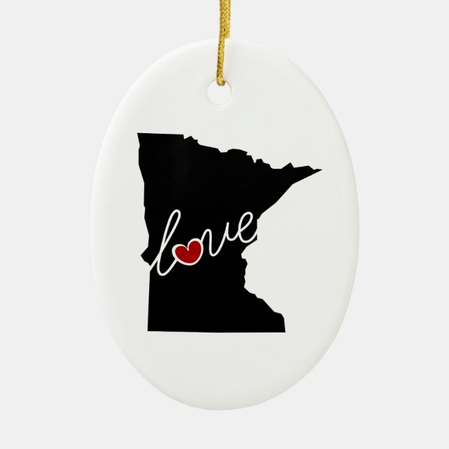 Minnesota Love!  Gifts for MN Lovers Ceramic Ornament (Front)