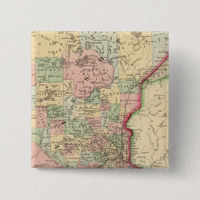 Minnesota Map by Mitchell 2 Inch Square Button (Front)