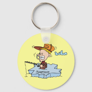 Minnesota MN Ice Fishing Vintage Travel Souvenir Keychain