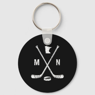 Minnesota Mn Ice Hockey Sticks Sports Team Fan Keychain