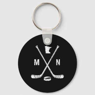 Minnesota Mn Ice Hockey Sticks Sports Team Fan Keychain
