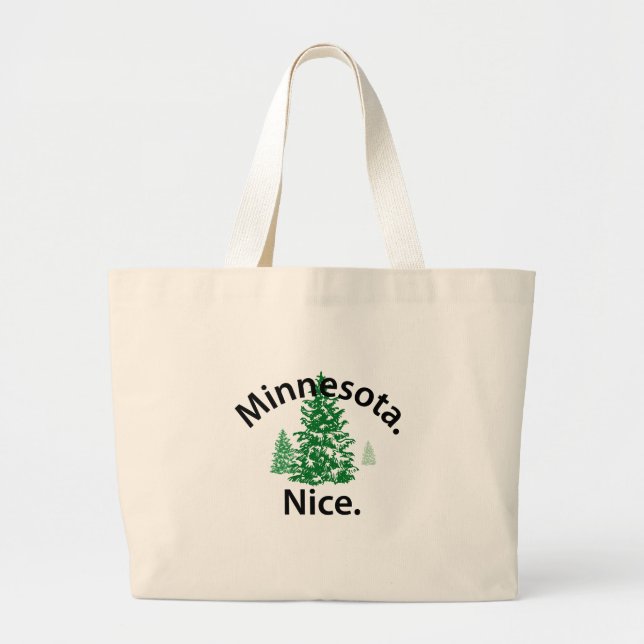 Minnesota Nice.  Period! (black text) Large Tote Bag (Front)