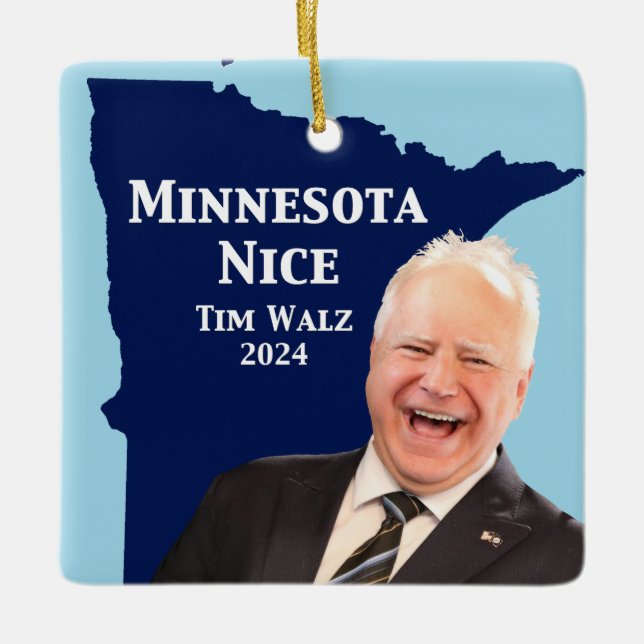 Minnesota Nice Tim Walz Ceramic Ornament (Front)