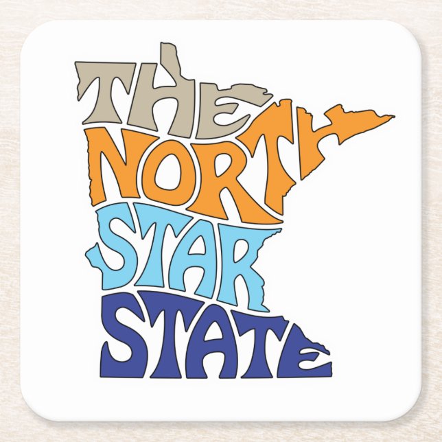Minnesota Nickname Word Art Square Paper Coaster (Front)