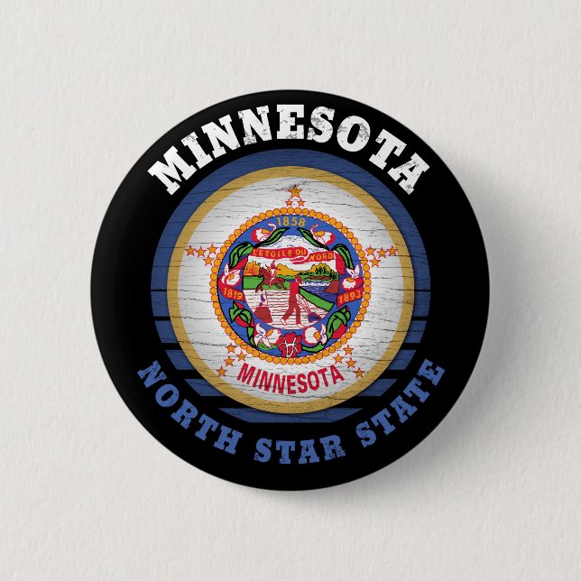 MINNESOTA NORTH STAR STATE FLAG 2 INCH ROUND BUTTON (Front)
