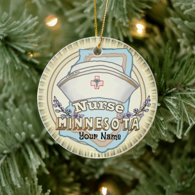 Minnesota Nurse Ceramic Ornament (Tree)